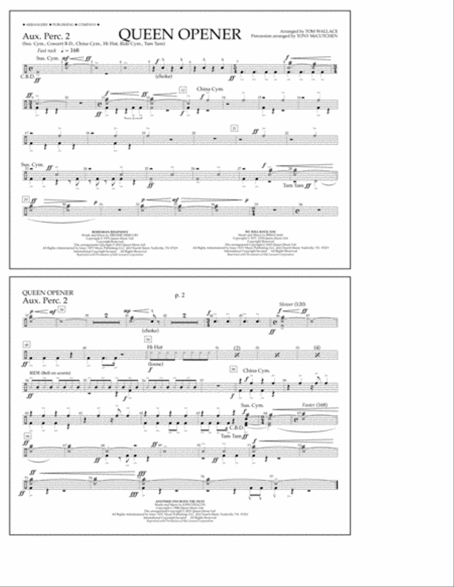 Queen Opener - Aux. Perc. 2 Marching Band scores gallery preview page 1