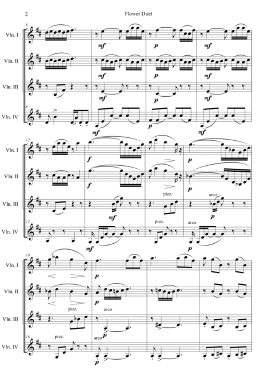 Flower Duet (from Opera Lakme) in D Major Violin scores gallery preview page 2