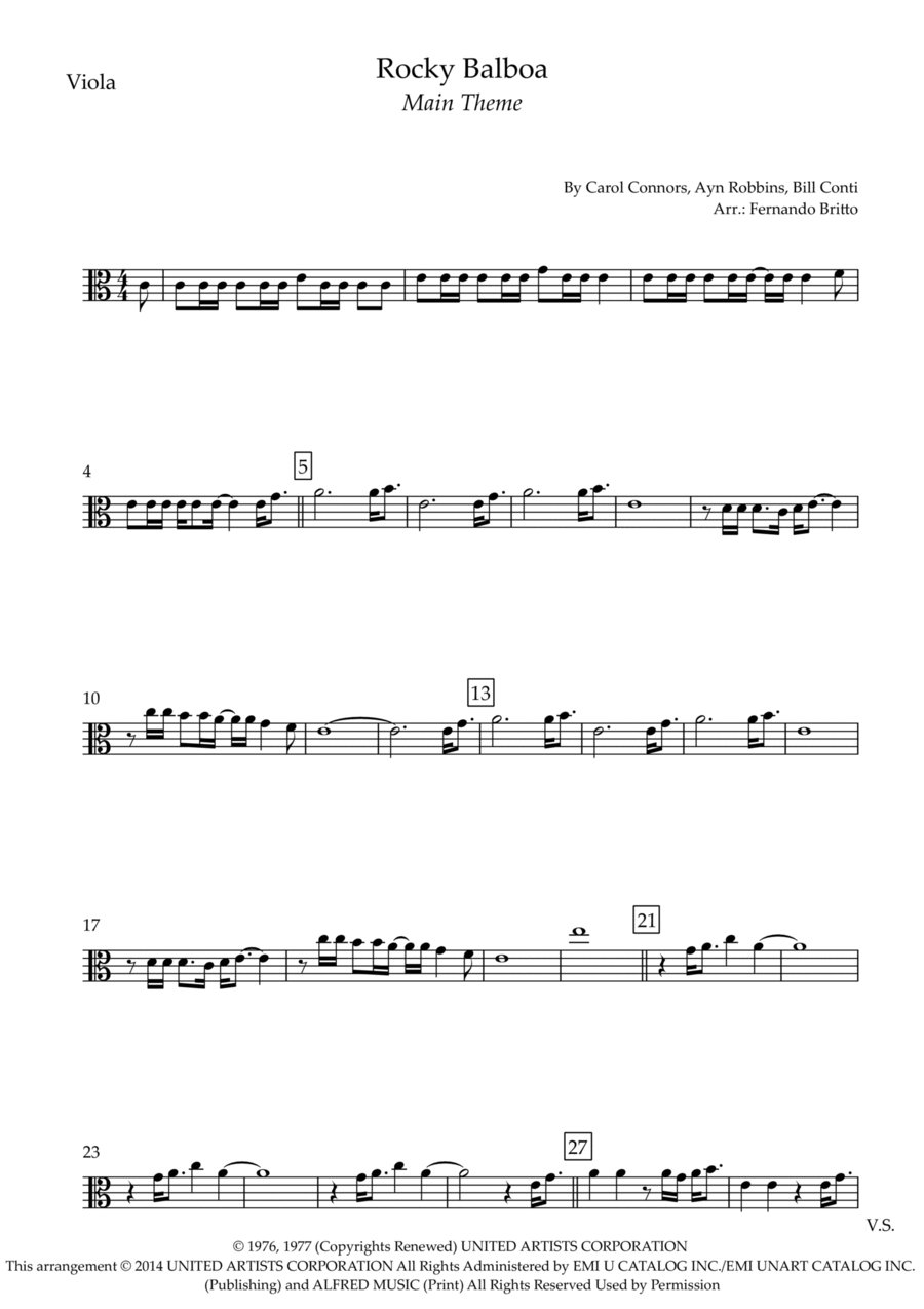 Gonna Fly Now Viola Solo scores gallery preview page 1