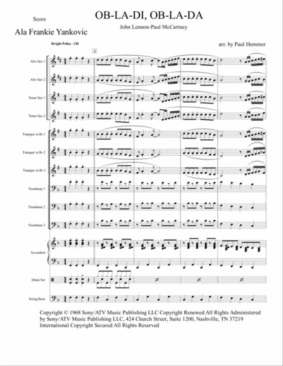 Ob-la-di, Ob-la-da Jazz Ensemble scores gallery preview page 1