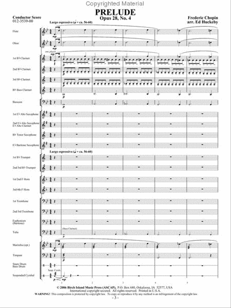 Prelude, Opus 28, No. 4 Concert Band scores gallery preview page 2