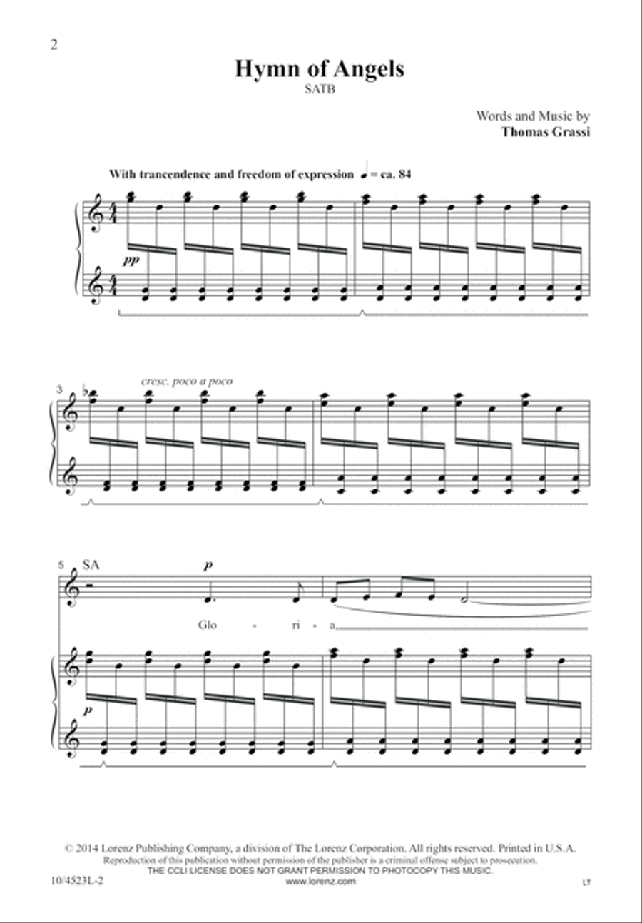 Hymn of Angels 4-Part scores gallery preview page 2