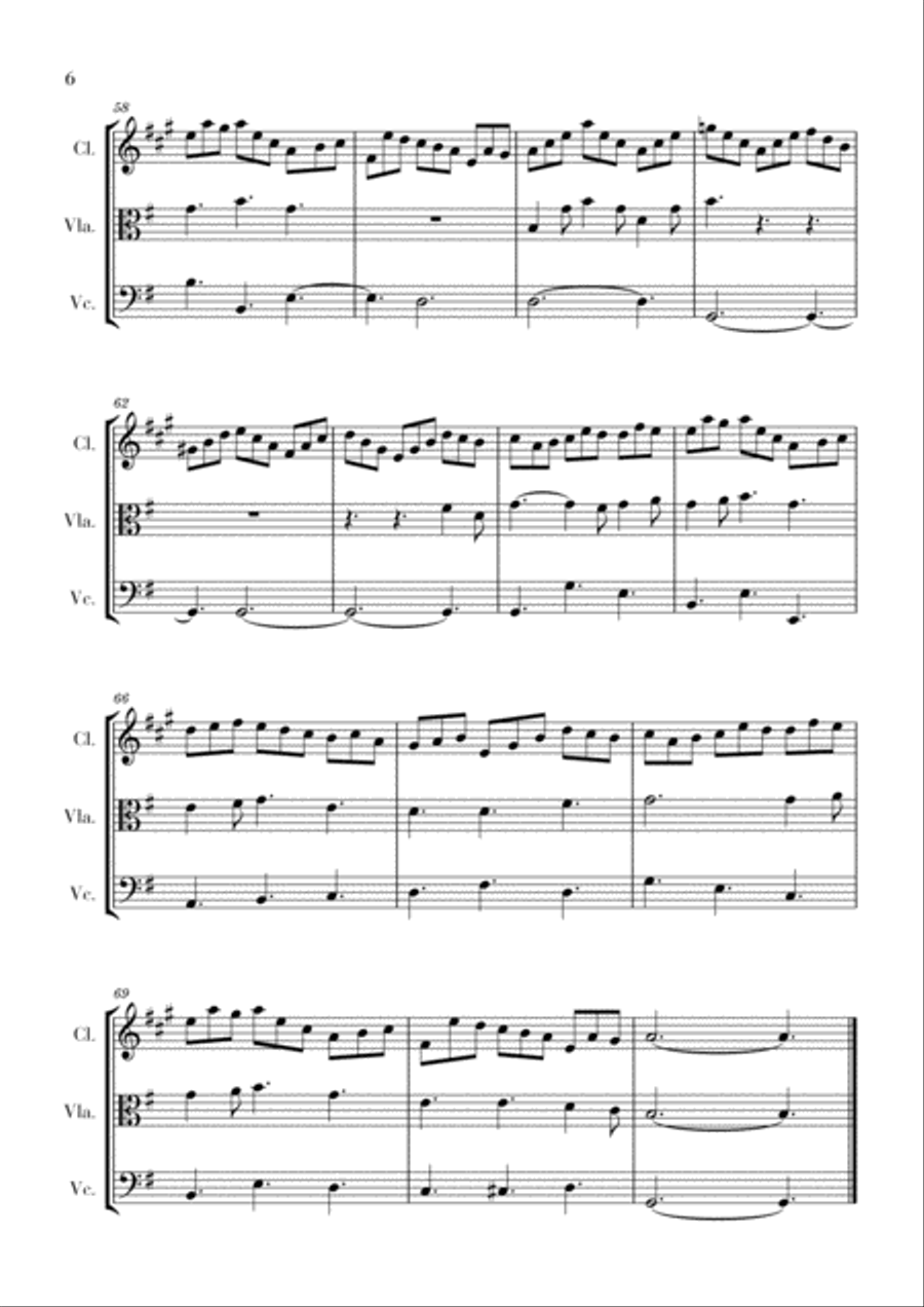 Bach - Jesu, Joy of Man's Desiring for Clarinet, Viola and Cello Small Ensemble scores gallery preview page 6