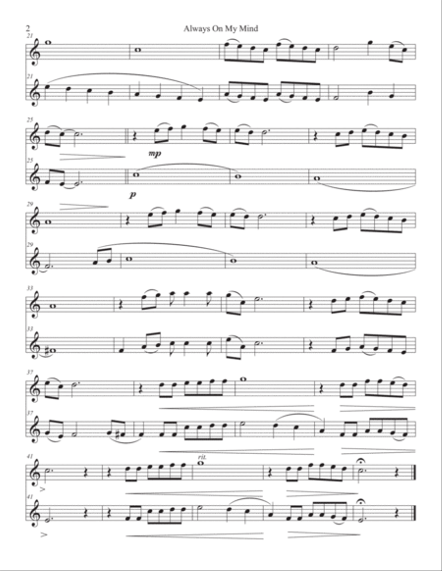 Always On My Mind Flute Duet scores gallery preview page 2