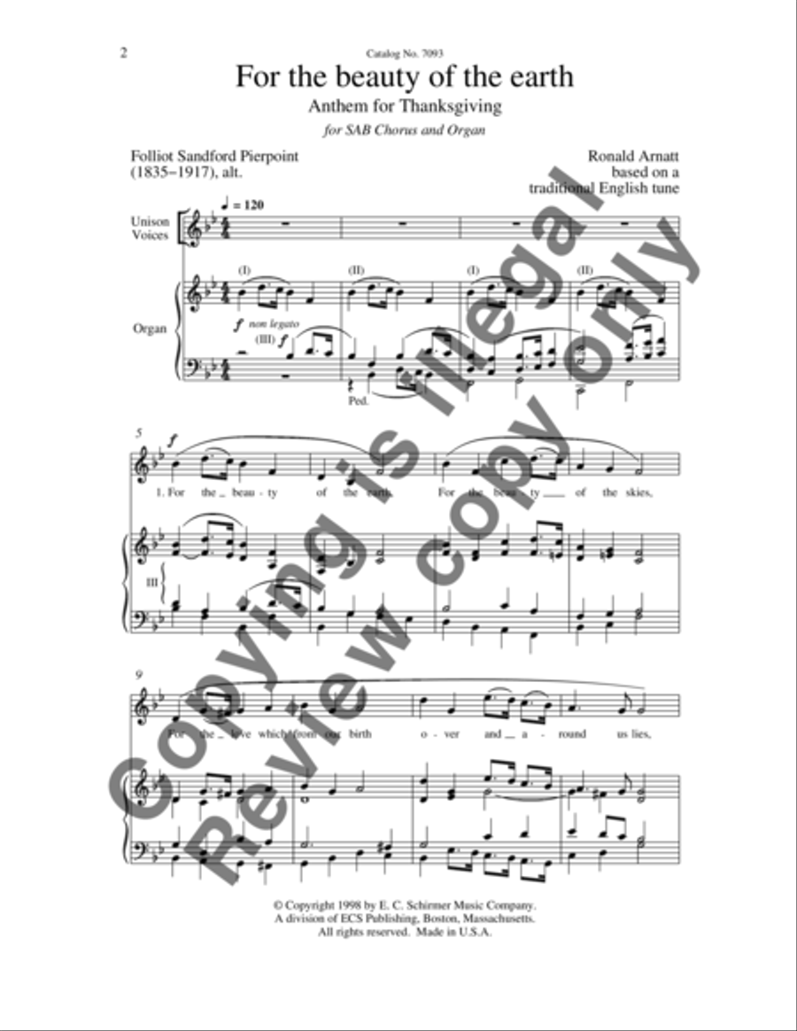 For the Beauty of the Earth 3-Part scores gallery preview page 6