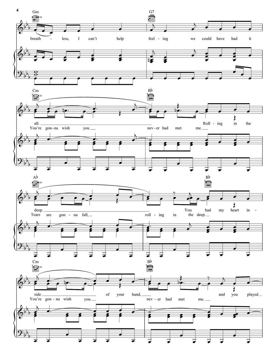 Rolling In The Deep Acoustic Guitar scores gallery preview page 4