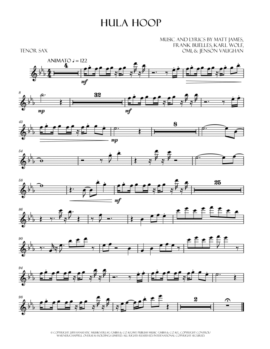 Hula Hoop Tenor Saxophone scores gallery preview page 1