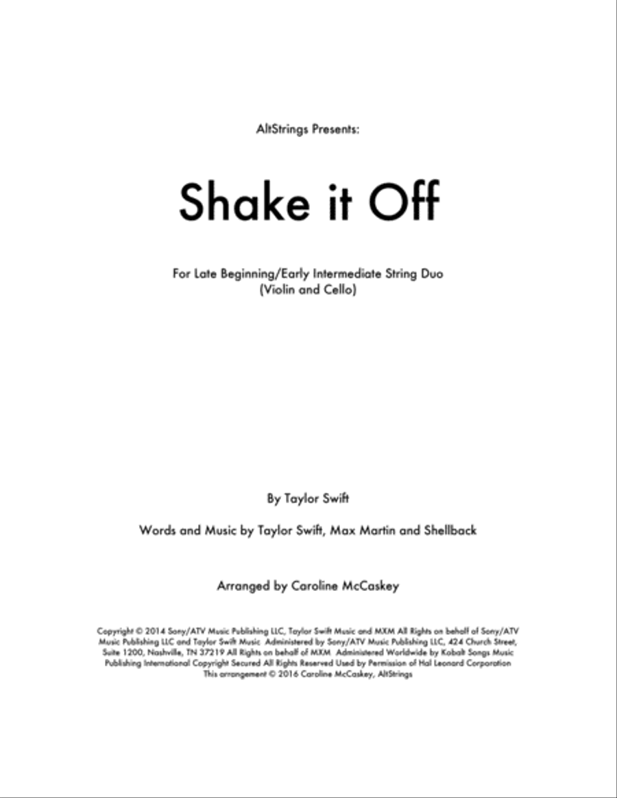 Shake It Off String Duet scores gallery preview page 1