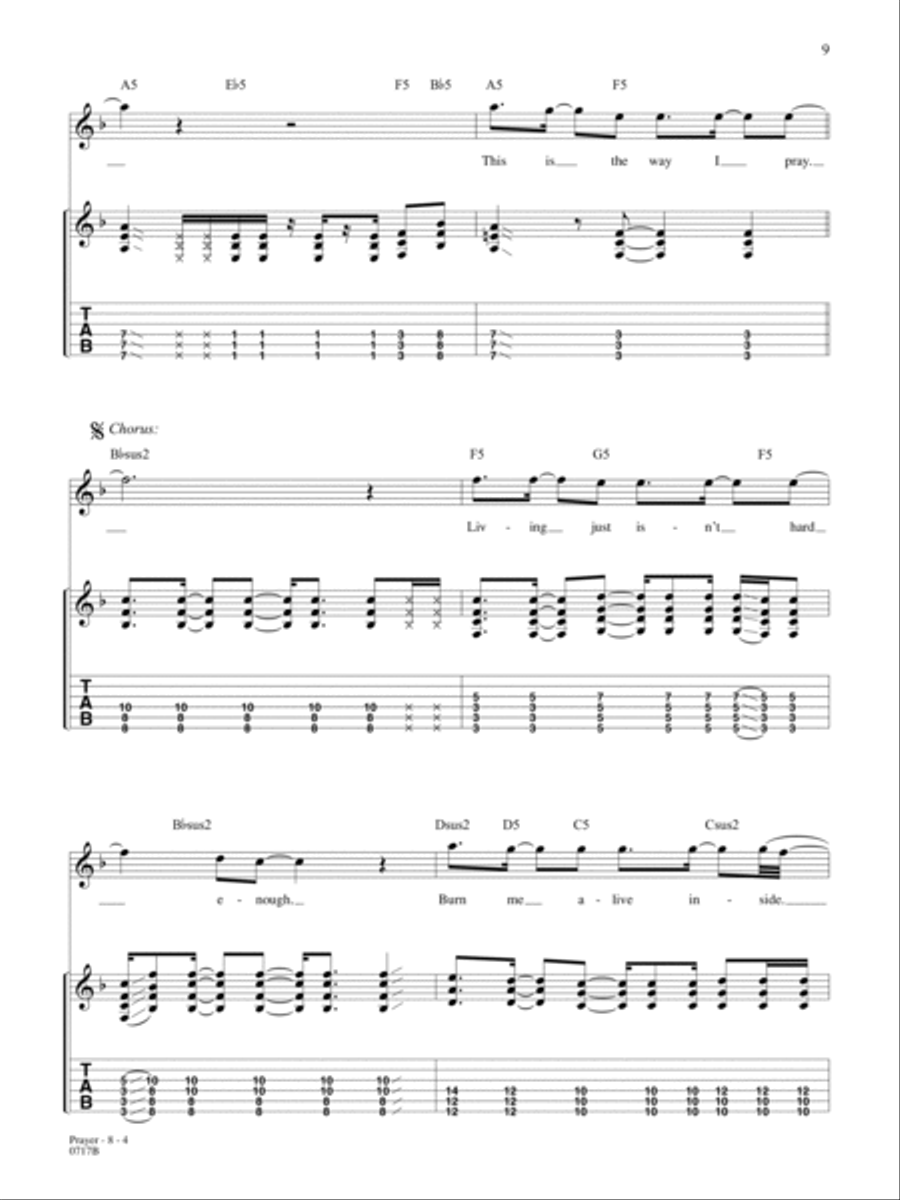 Prayer Guitar Tablature scores gallery preview page 4