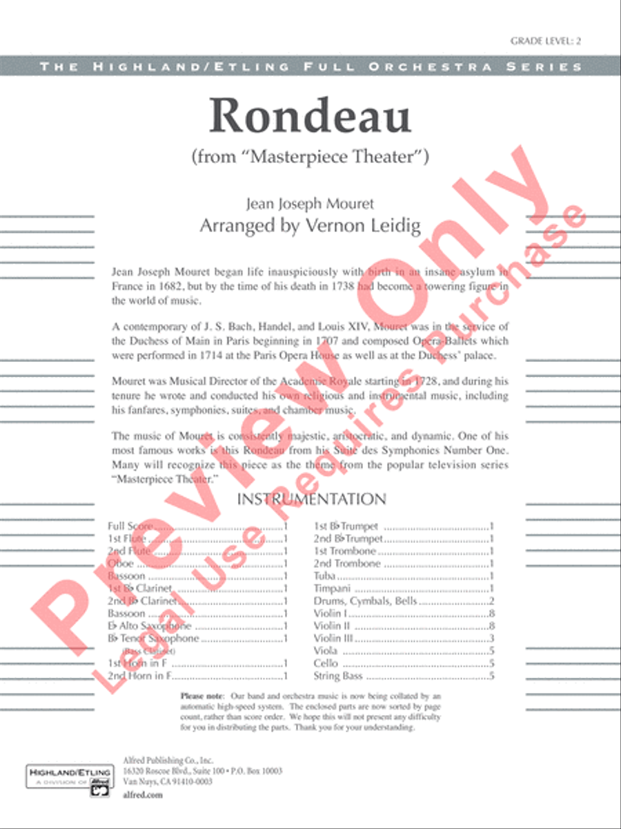 Rondeau (Theme from Masterpiece Theatre) Full Orchestra scores gallery preview page 2