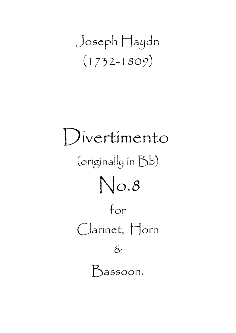 Divertimento (originally in Bb) No.8 Small Ensemble scores gallery preview page 1