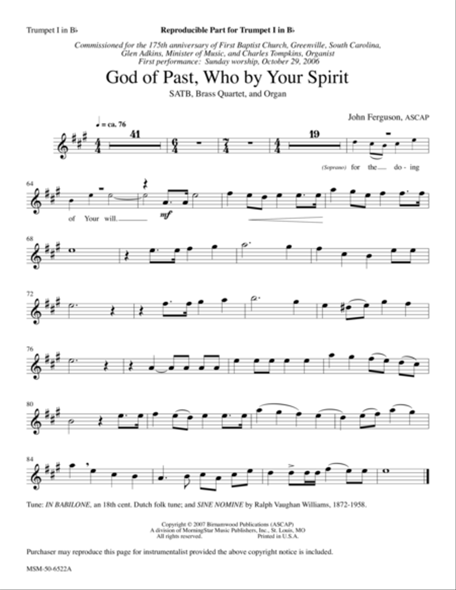 God of Past, Who By Your Spirit Choir scores gallery preview page 1