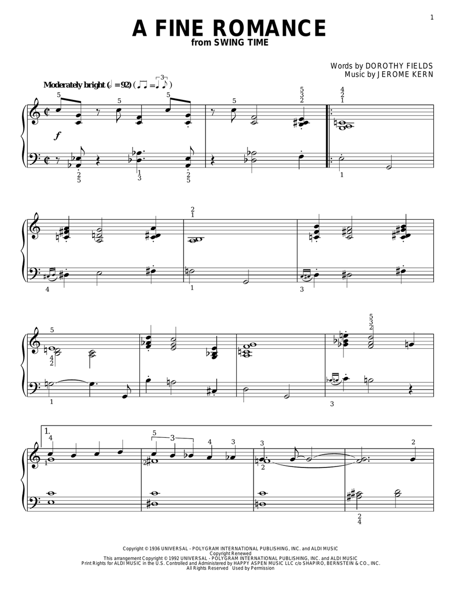 A Fine Romance A Fine Romance Piano Solo scores gallery preview page 1