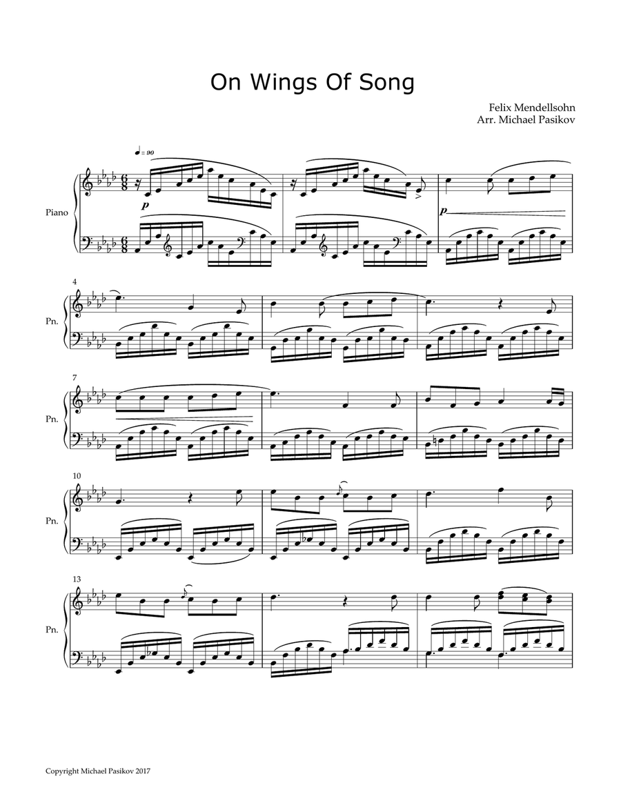 On Wings of Song Piano, Vocal scores gallery preview page 1