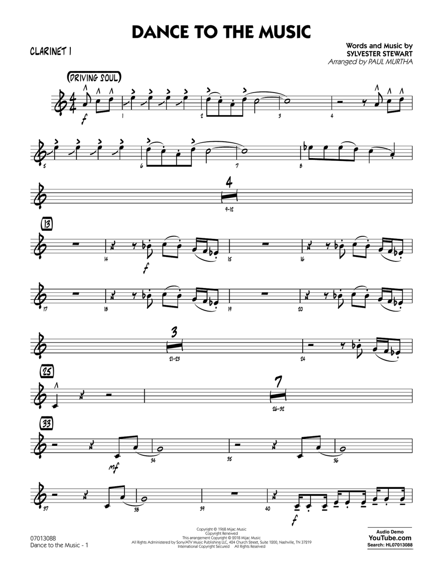 Dance to the Music - Clarinet 2 Jazz Ensemble scores gallery preview page 1