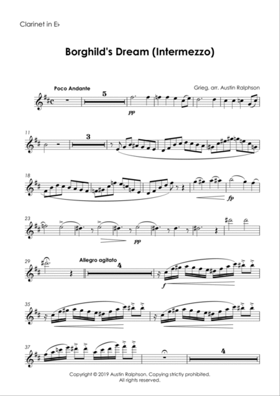 Borghild’s Dream - clarinet quintet Clarinet Quintet scores gallery preview page 3