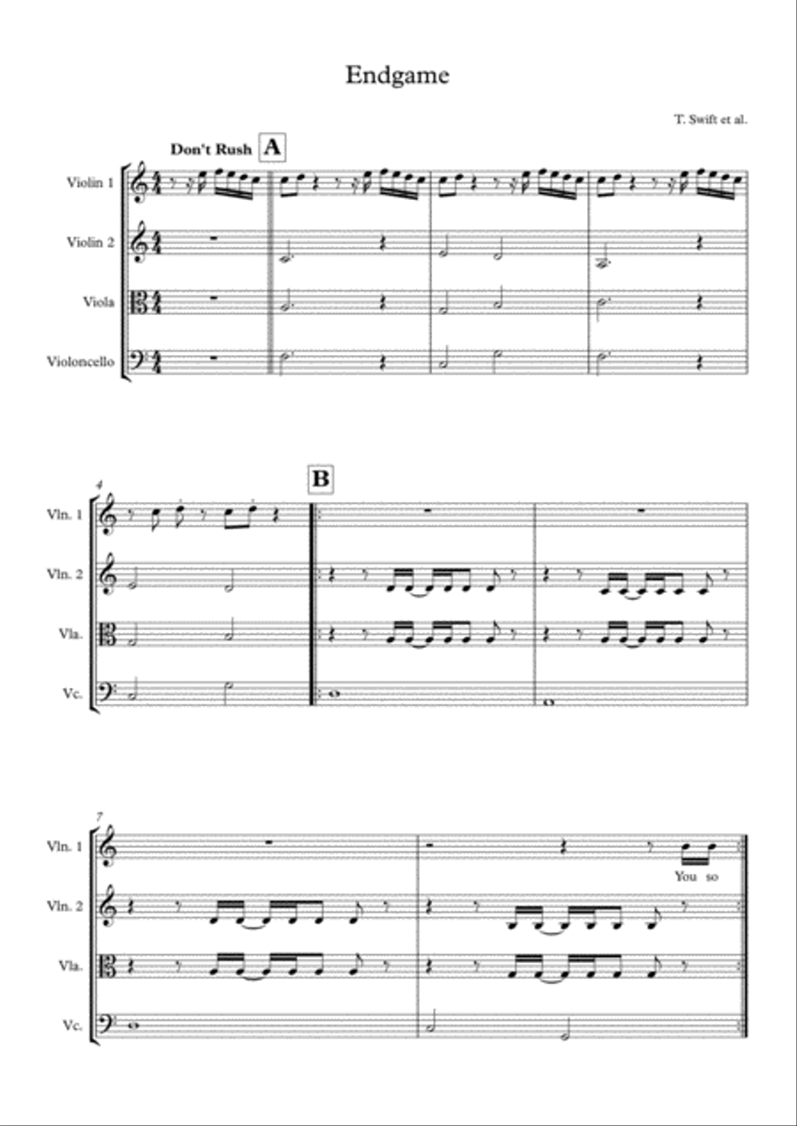 End Game String Quartet scores gallery preview page 1