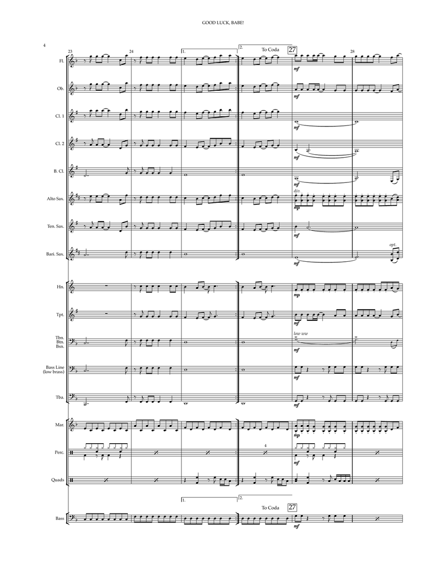 Good Luck, Babe! Marching Band scores gallery preview page 5