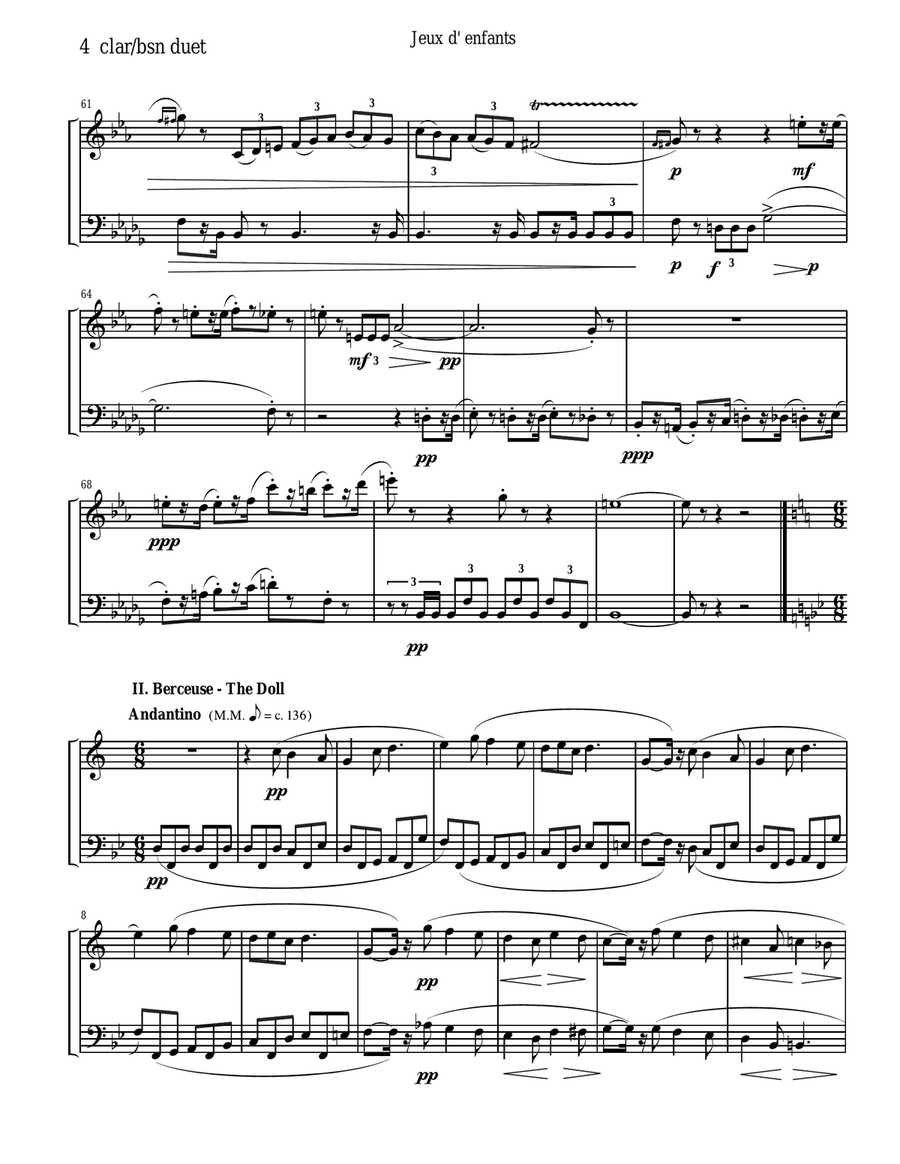 Children's Games Book for Clarinet and Bassoon Duet Woodwind Duet scores gallery preview page 6