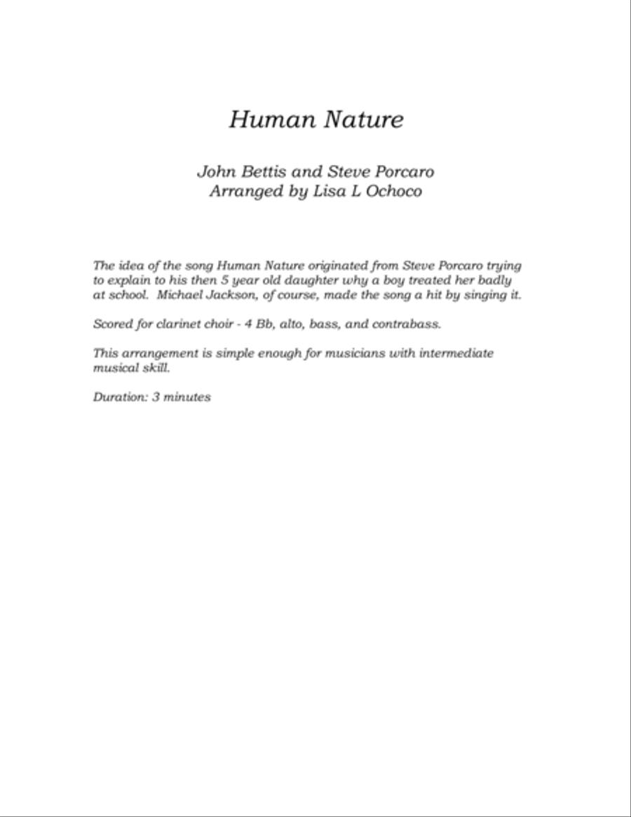 Human Nature Clarinet Choir scores gallery preview page 4