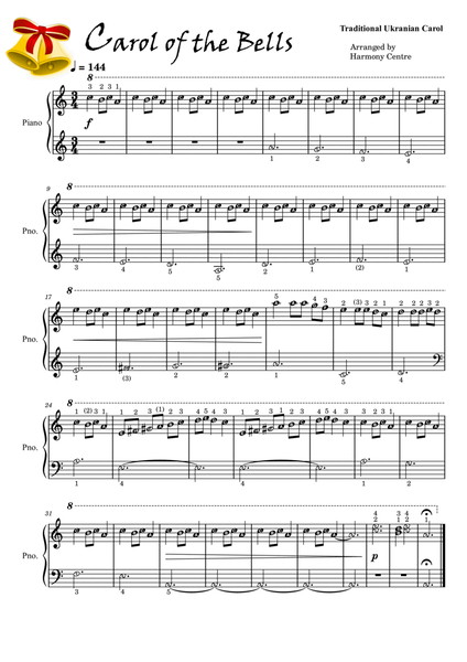 Carol of the Bells (Grade 1) Easy Piano image number null