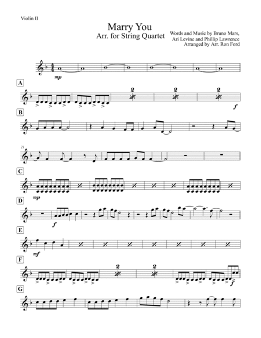 Marry You Marry You String Quartet scores gallery preview page 6