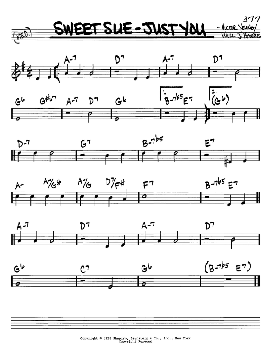 Sweet Sue-Just You C Instrument scores gallery preview page 1