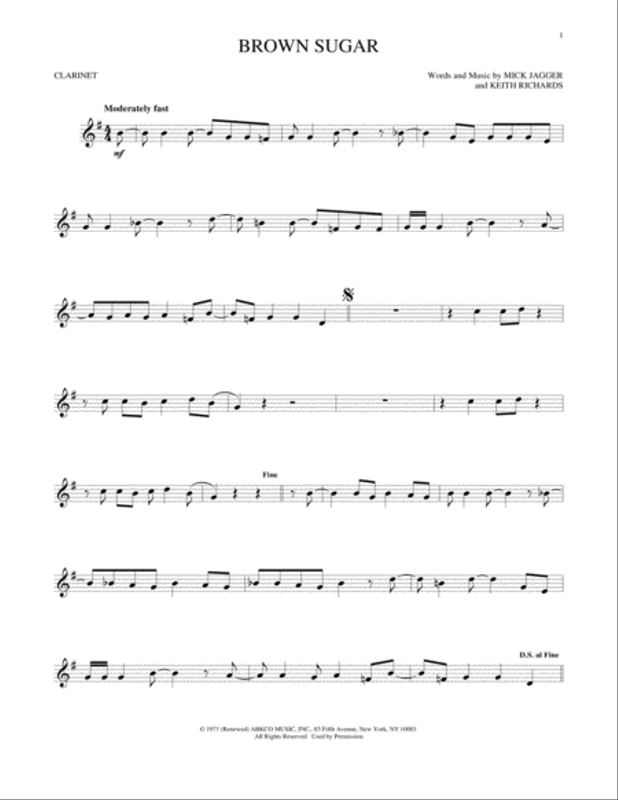 Brown Sugar Clarinet Solo scores gallery preview page 1