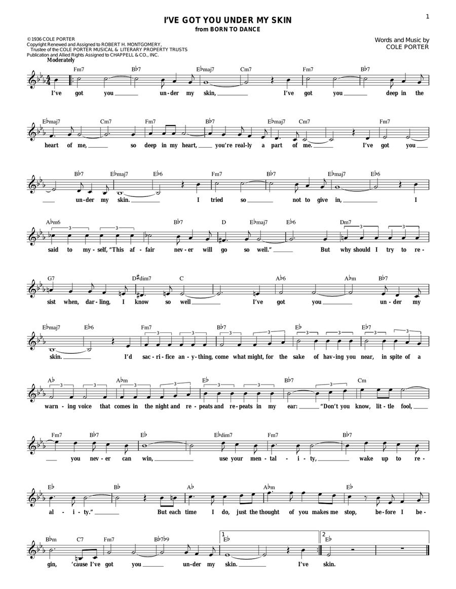 I've Got You Under My Skin Electric Guitar scores gallery preview page 1