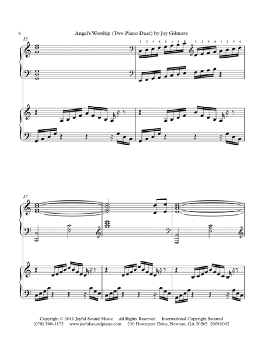 Angels Worship (Two Piano Duet) 2 Pianos, 4-Hands scores gallery preview page 4
