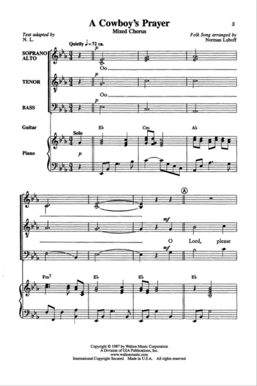 A Cowboy's Prayer A Cowboy's Prayer 4-Part scores gallery preview page 2