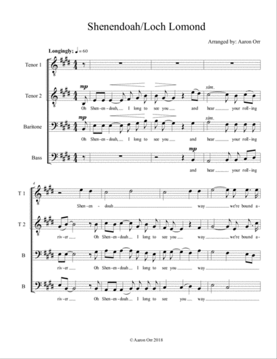 Shenendoah / Loch Lomond TTBB scores gallery preview page 1