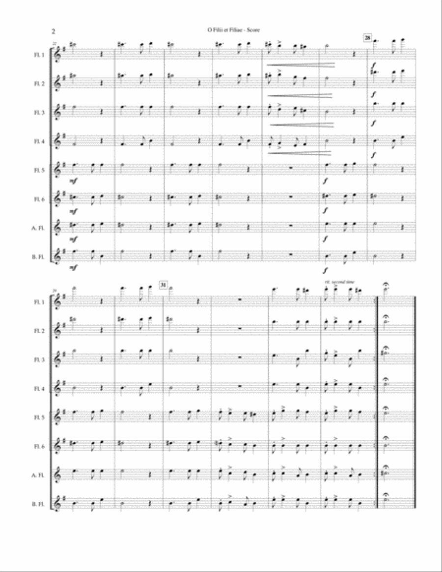 O Filii et Filiae Flute Choir scores gallery preview page 3