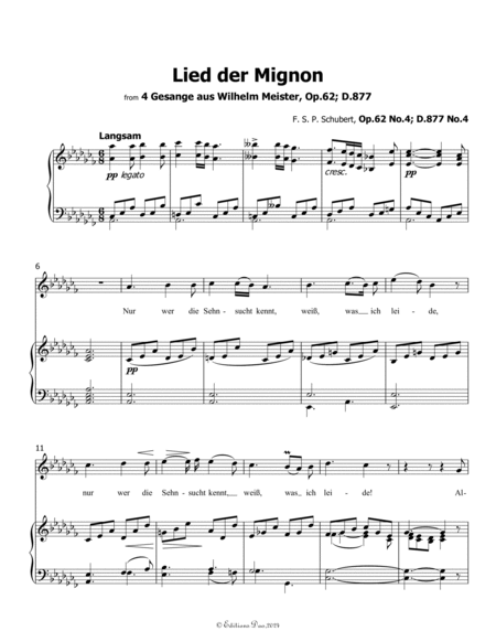 Lied der Mignon, by Schubert, in a flat minor