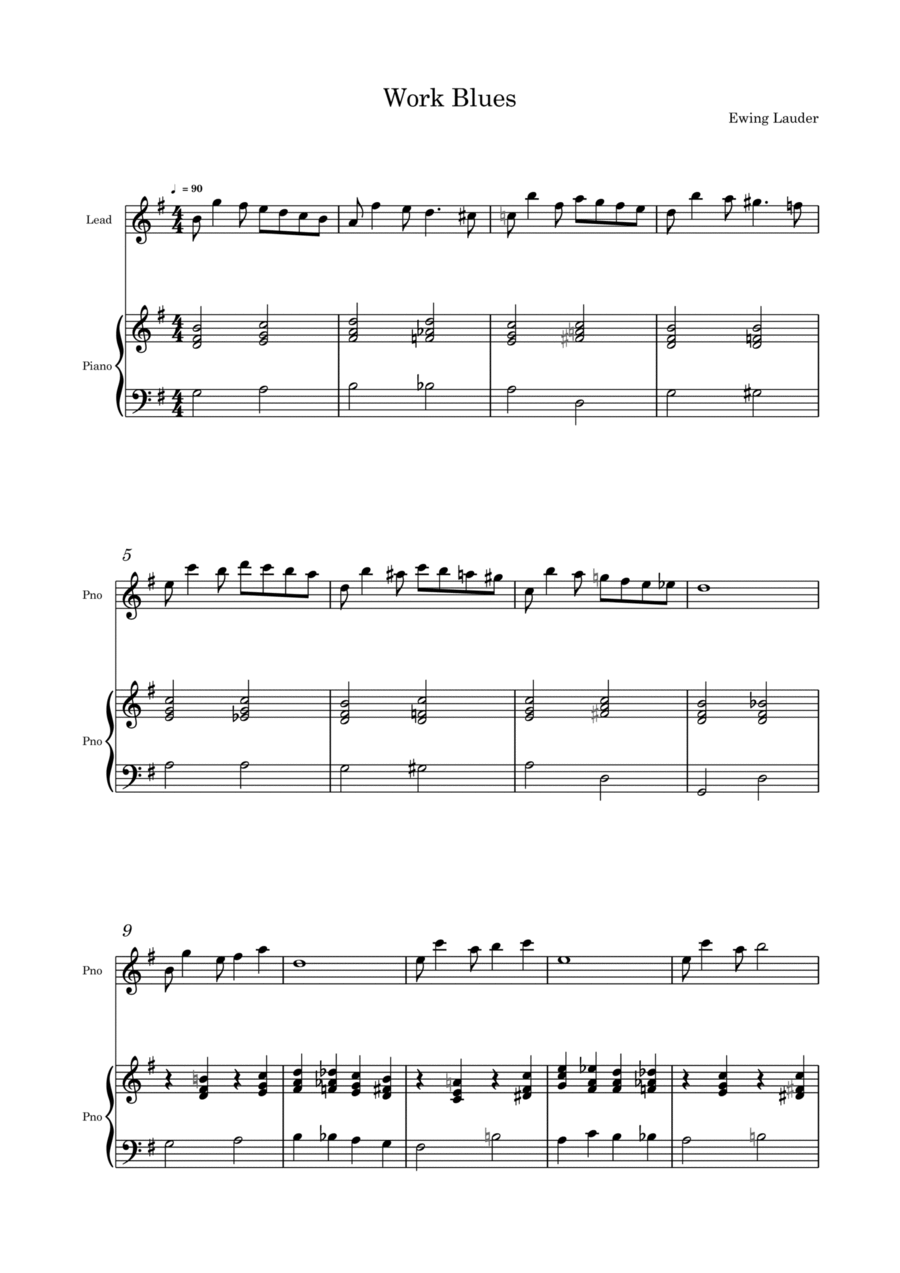 Work Blues Piano Solo scores gallery preview page 1