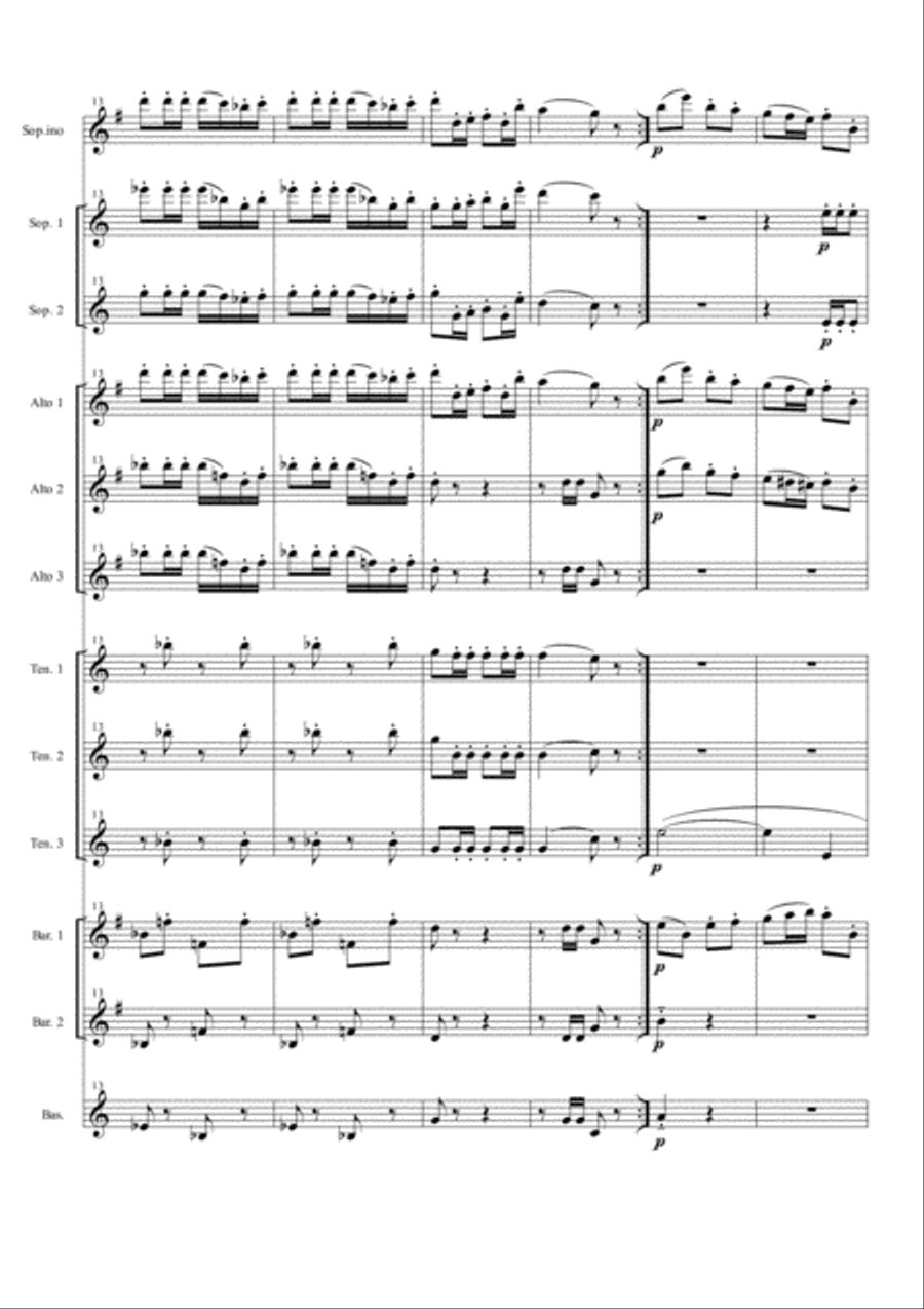 Carmen Overture (Prelude) for Saxophone Ensemble Woodwind Ensemble scores gallery preview page 3