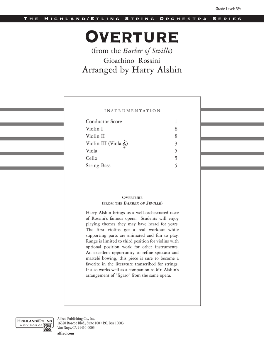 Overture from the Barber of Seville: Score