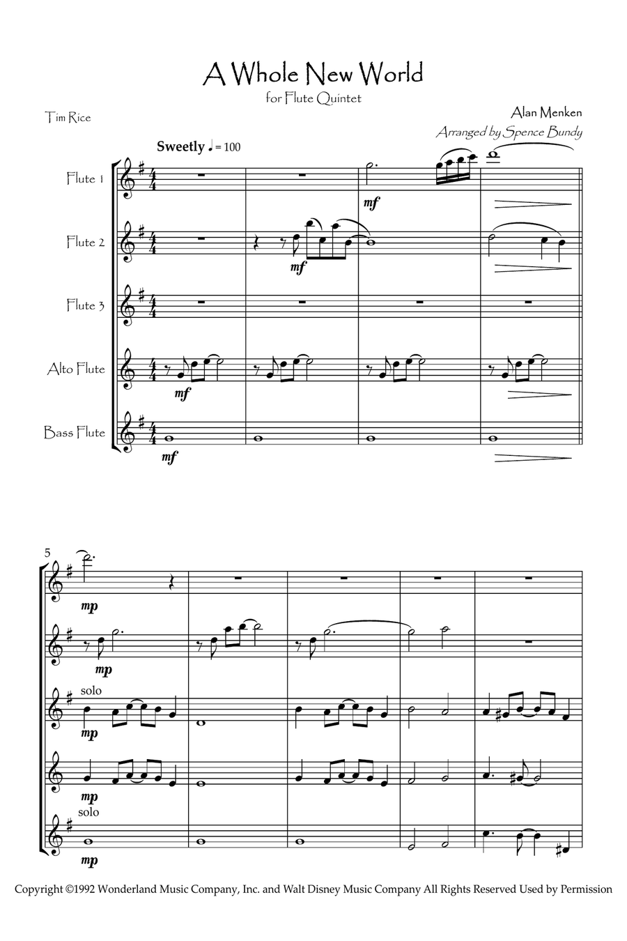 A Whole New World A Whole New World Woodwind Quintet scores gallery preview page 2