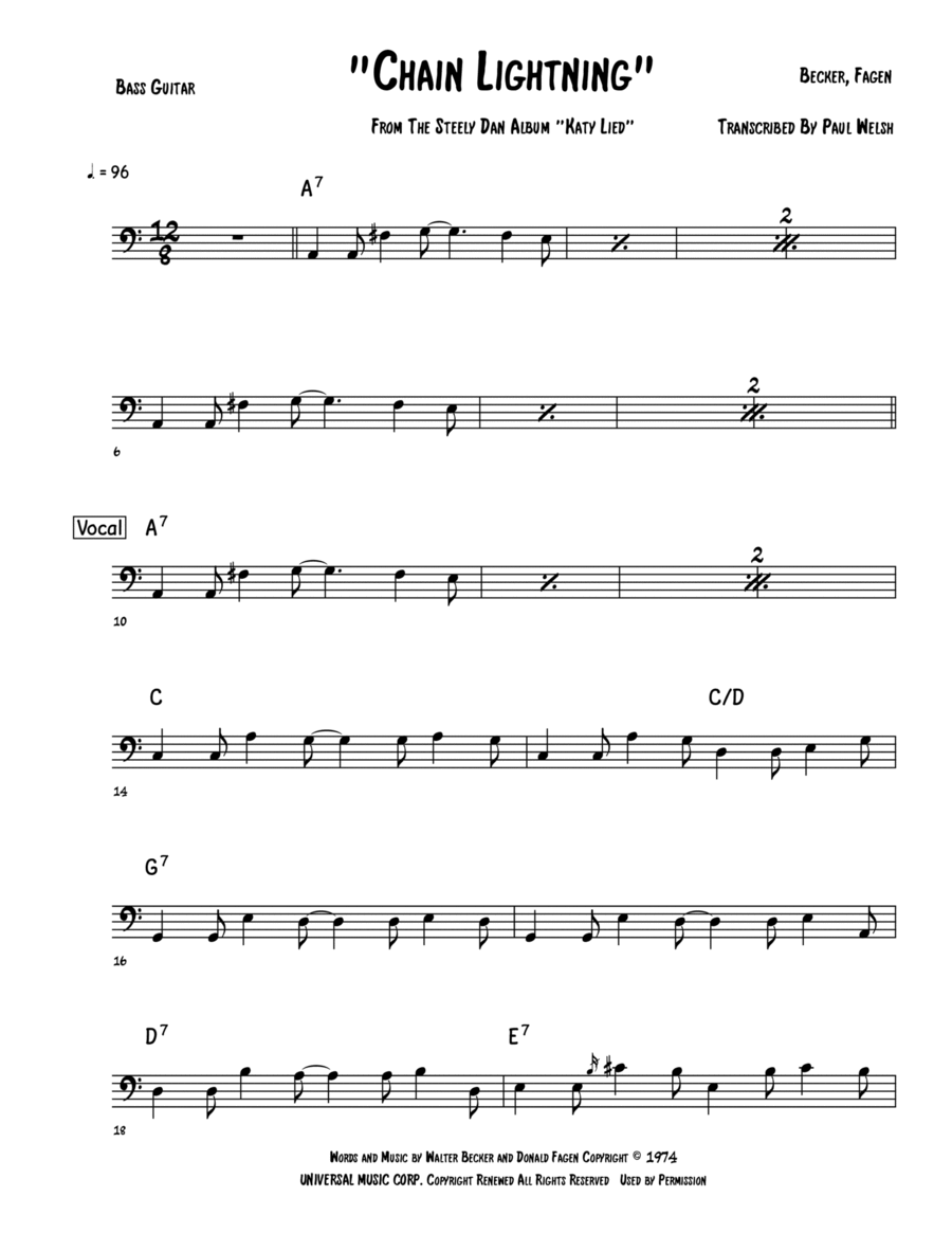 Chain Lightning Bass Guitar scores gallery preview page 1