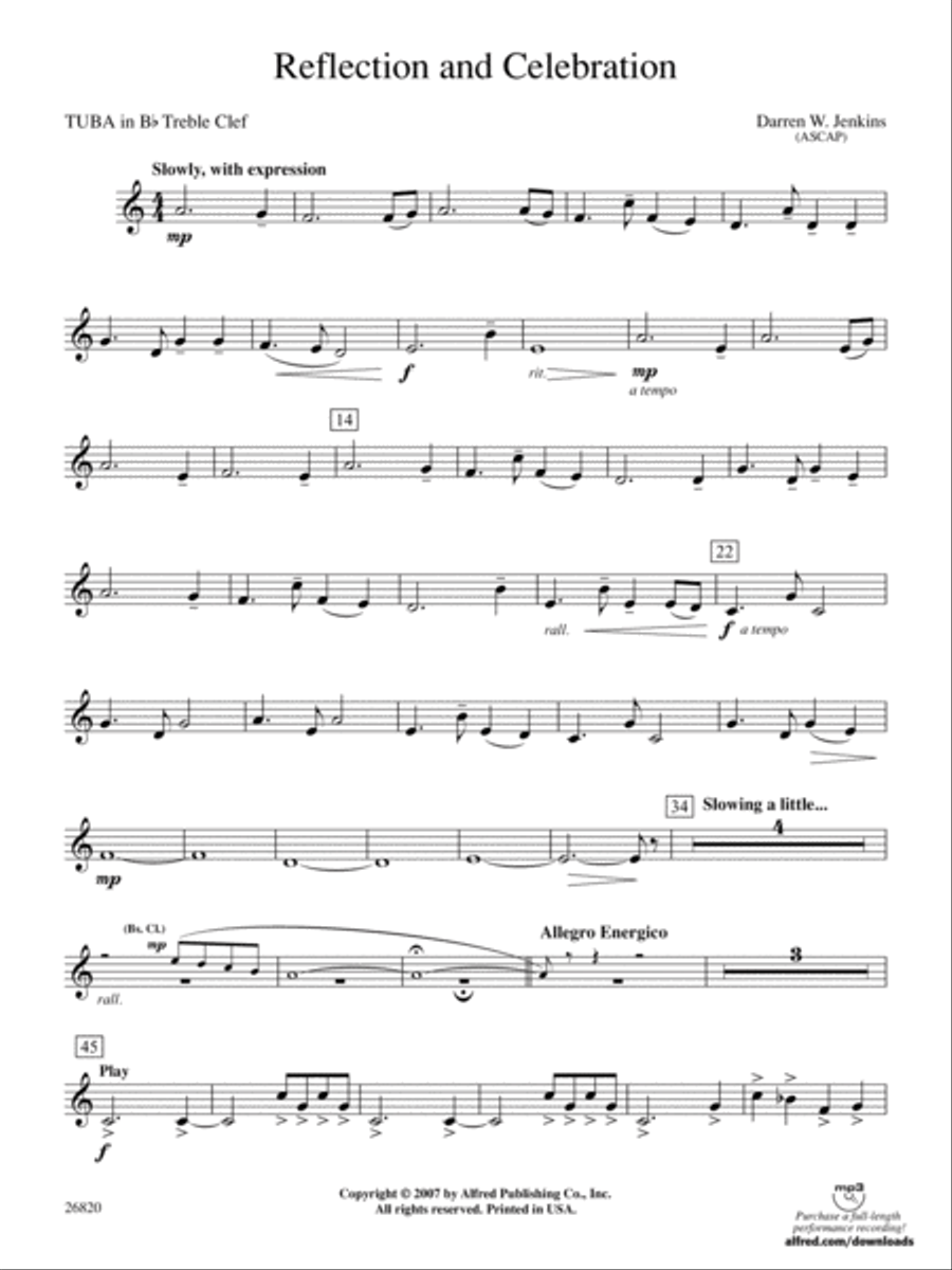 Reflection and Celebration: (World Part) B-flat Tuba T.C. Concert Band scores gallery preview page 1