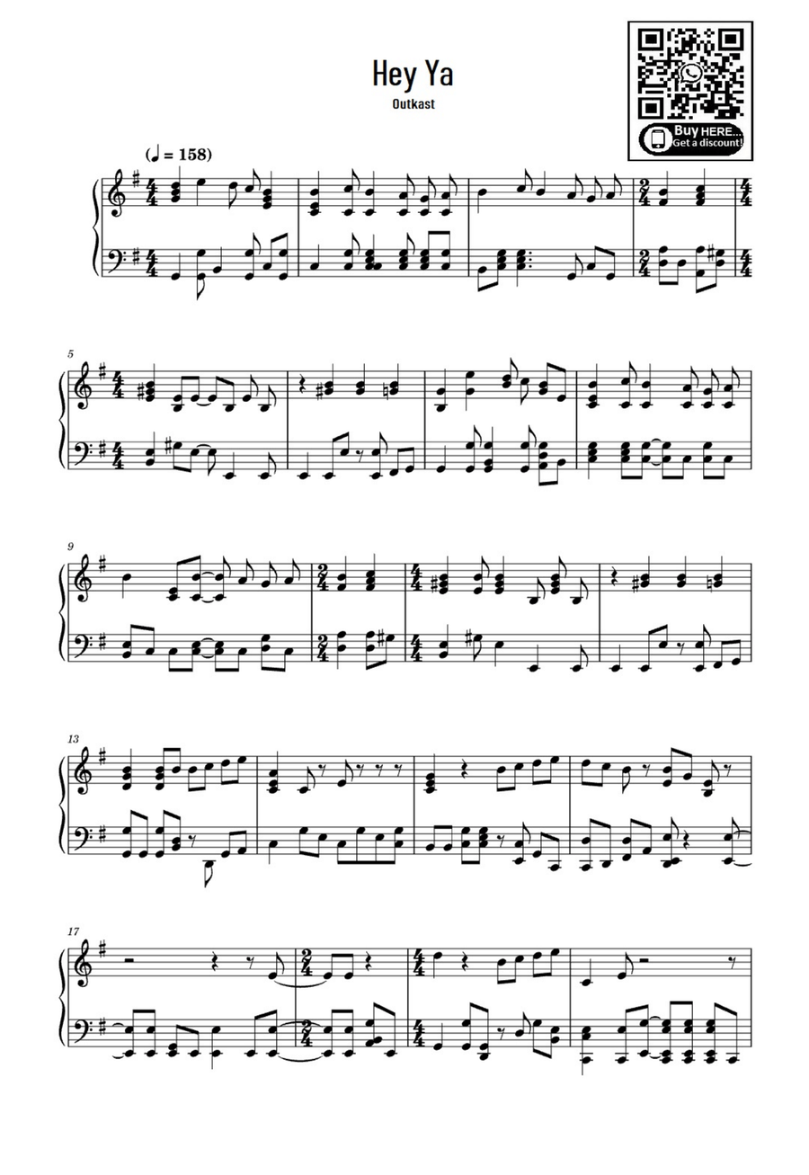 Hey Ya! Hey Ya! Easy Piano scores gallery preview page 1