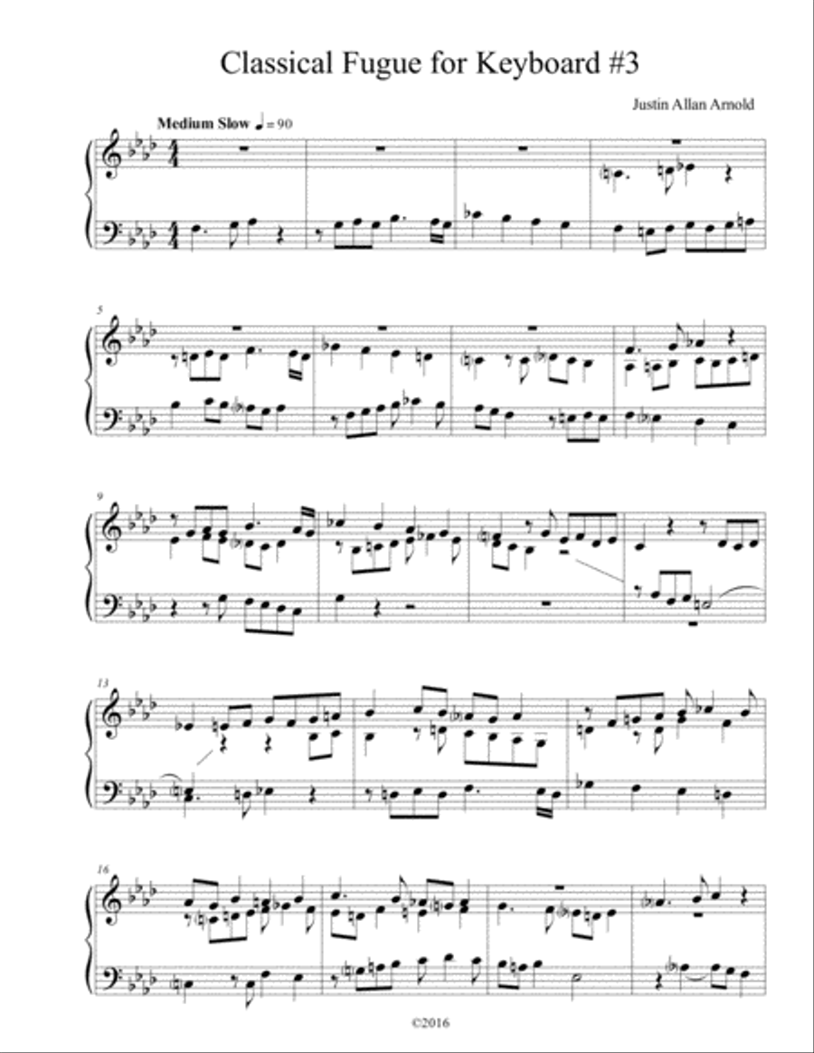 Classical Fugue #3 for Keyboard Piano Solo scores gallery preview page 1