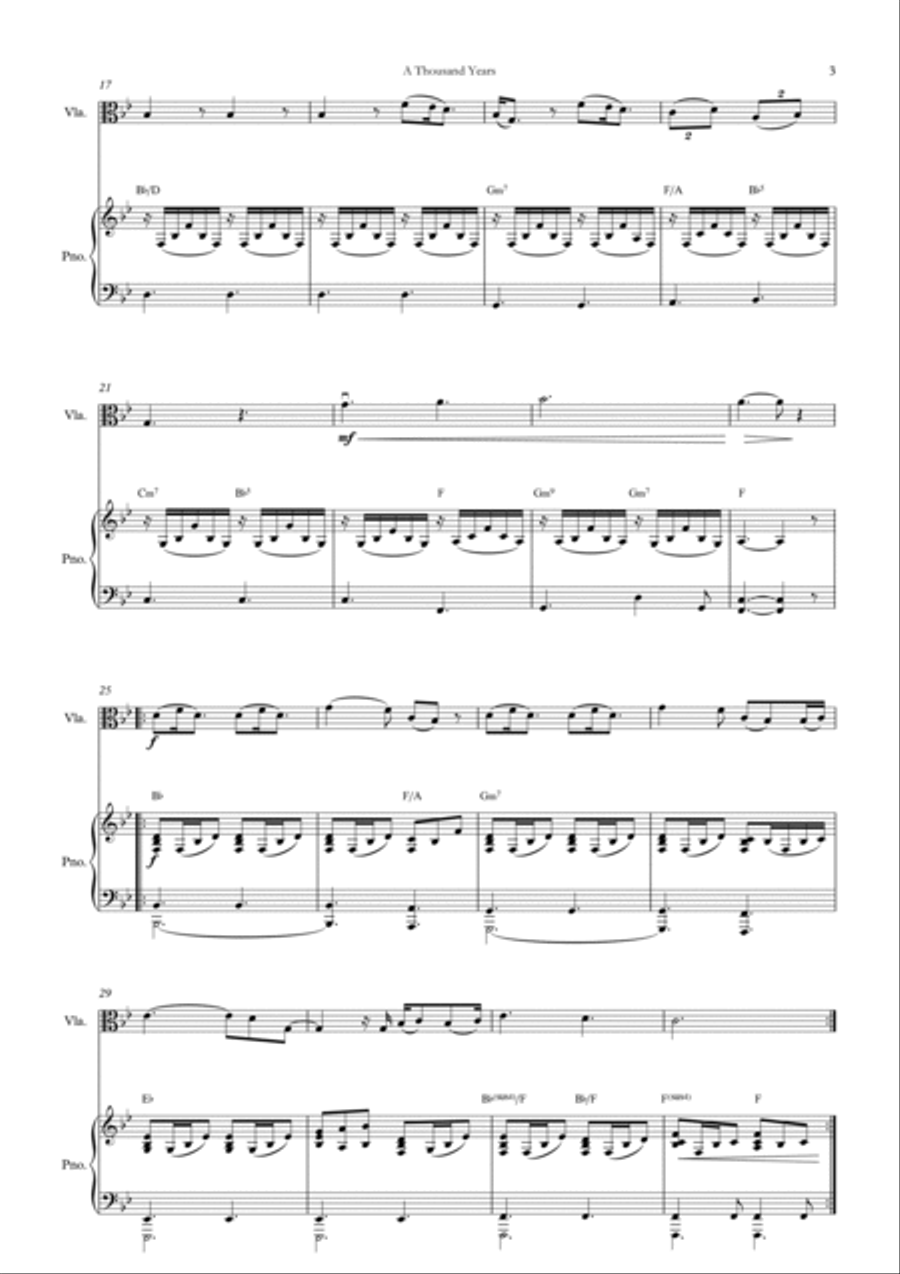 A Thousand Years Viola scores gallery preview page 4