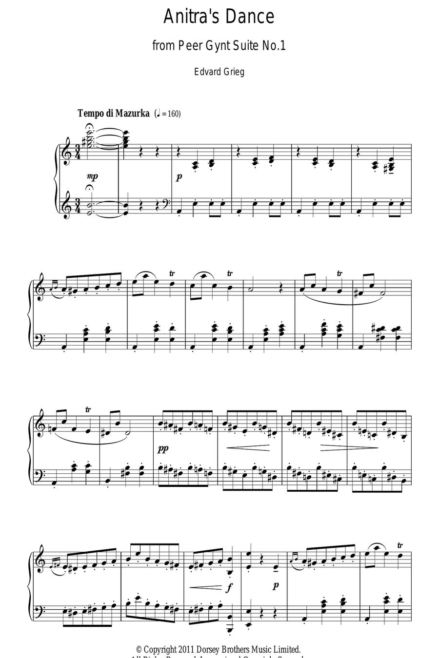 Anitra's Dance Piano Solo scores gallery preview page 1