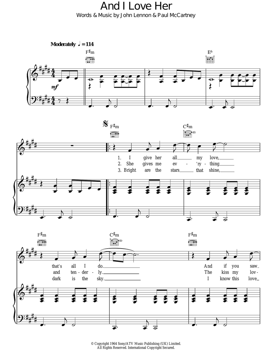 And I Love Her Acoustic Guitar scores gallery preview page 1