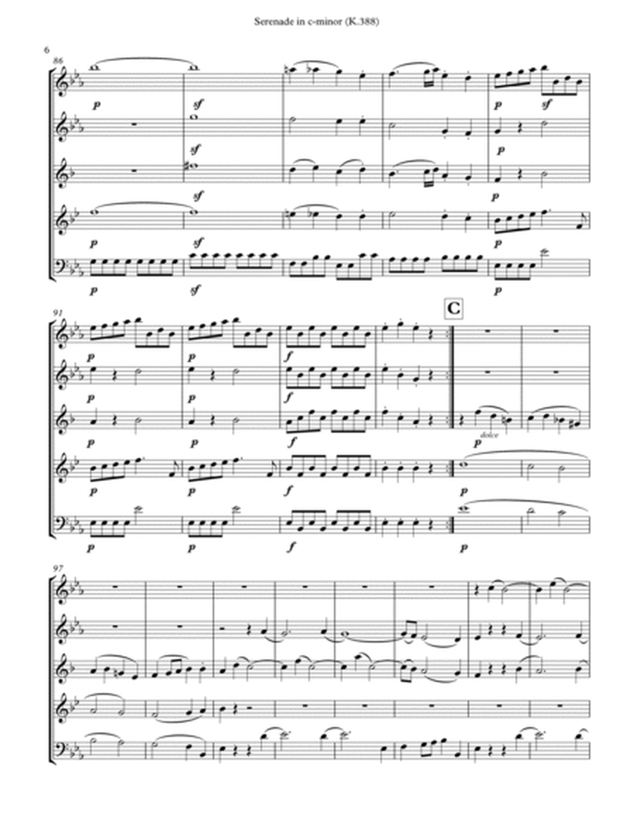 Mozart: Serenade in c-minor, K. 388 (Arranged for Wind Quintet) image number null