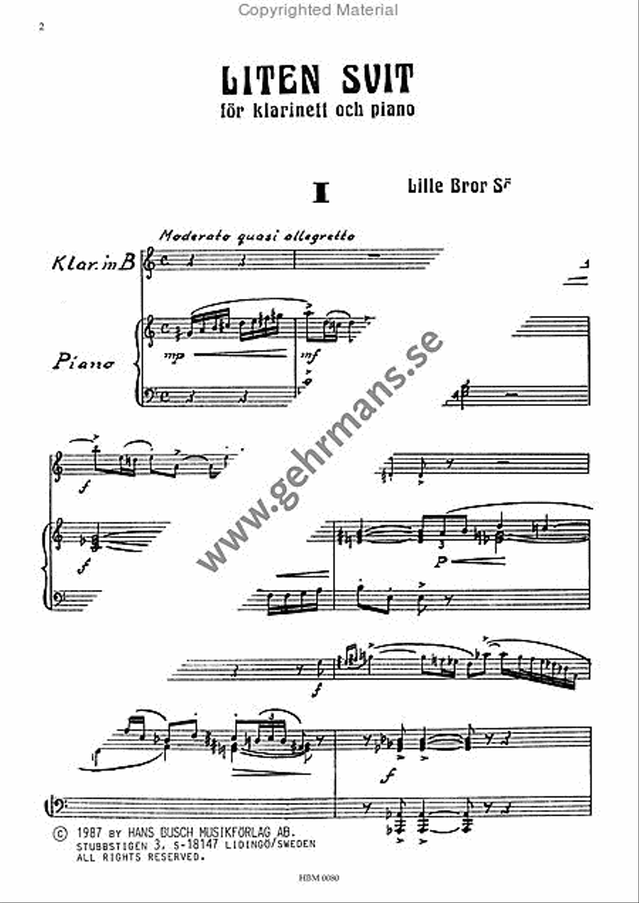 Liten svit for klarinett och piano Clarinet Solo scores gallery preview page 2