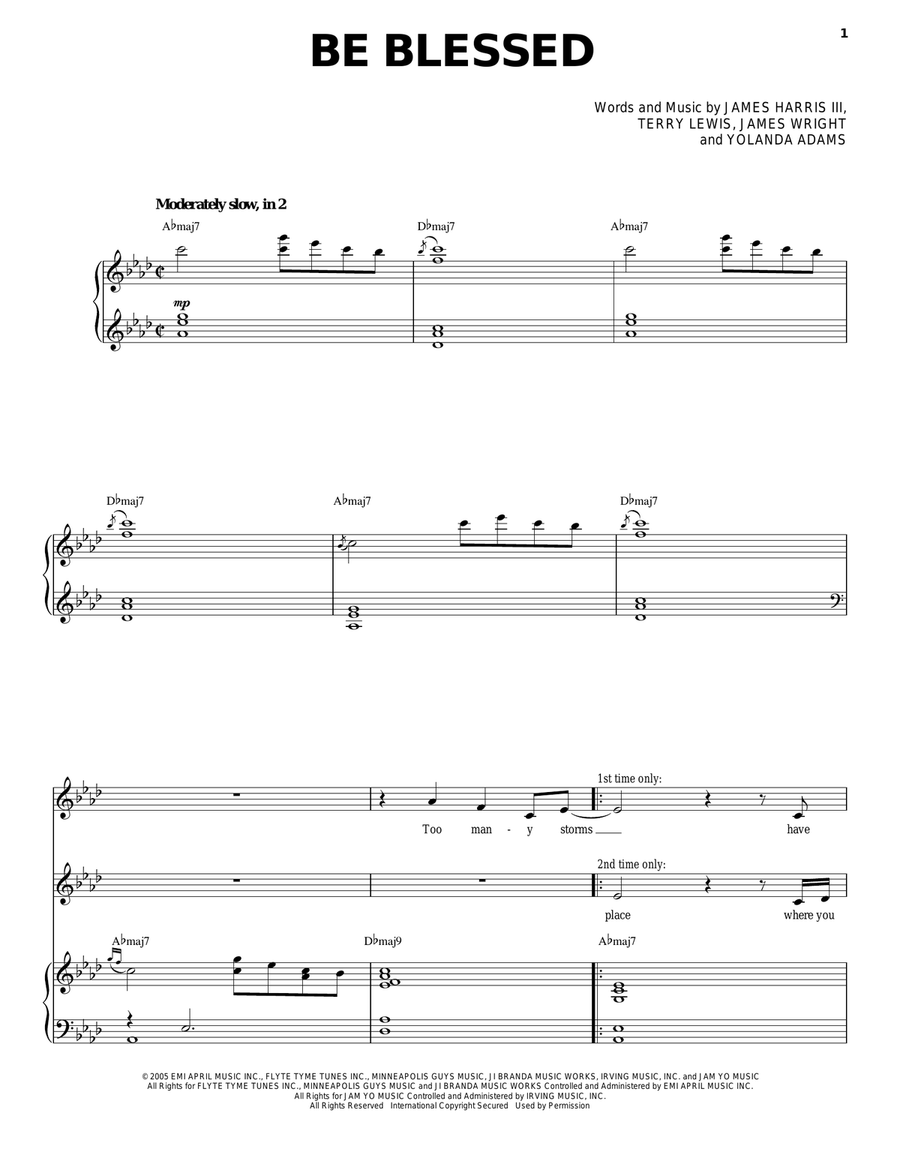 Be Blessed Piano, Vocal scores gallery preview page 1