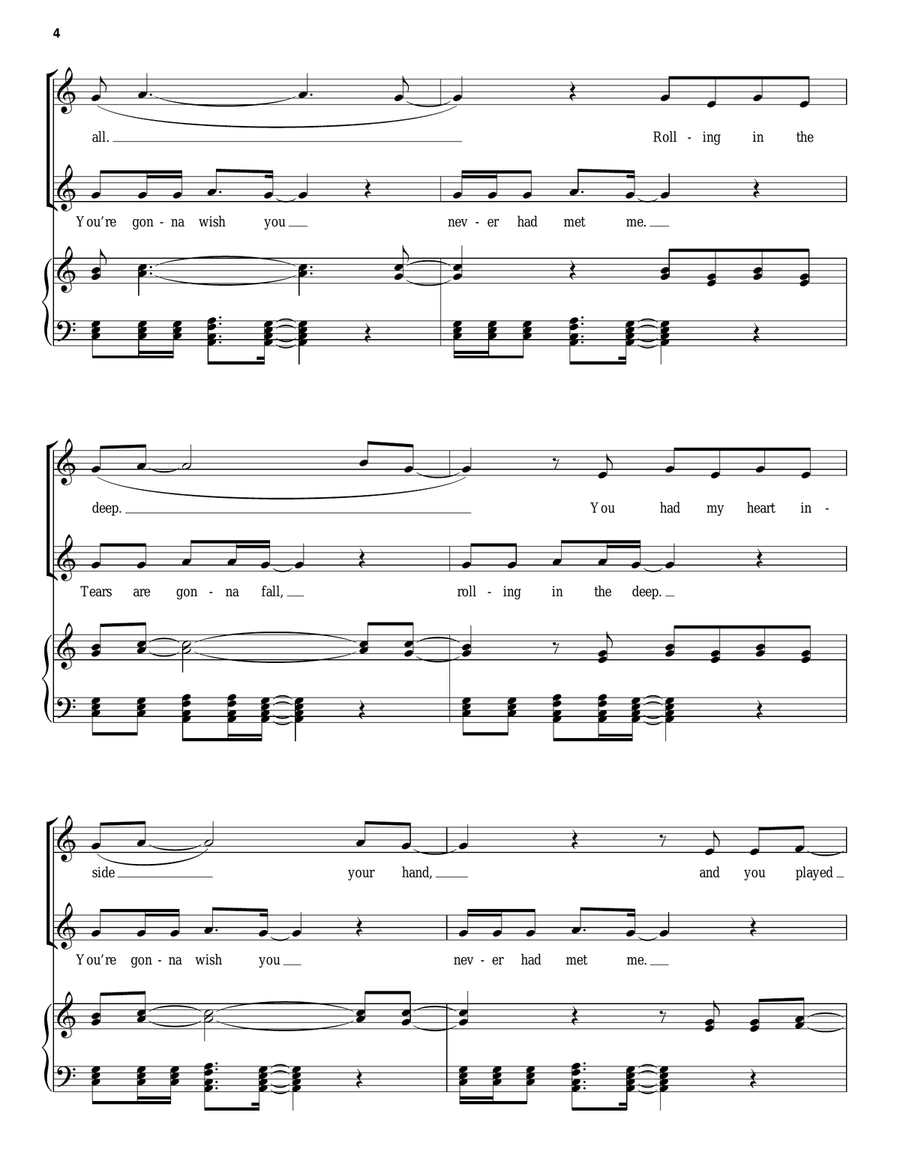 Rolling In The Deep Piano, Vocal, Guitar scores gallery preview page 4