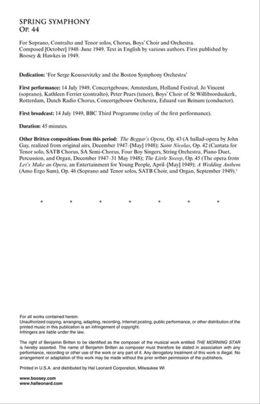 The Morning Star (from Spring Symphony, Op. 44) 4-Part scores gallery preview page 2